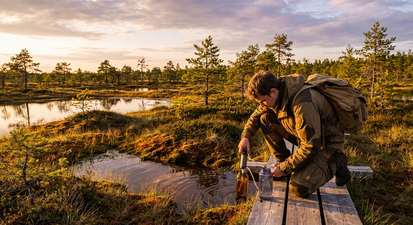 Matkaja Eesti rabamaastikul otsimas puhast joogivett loodusest