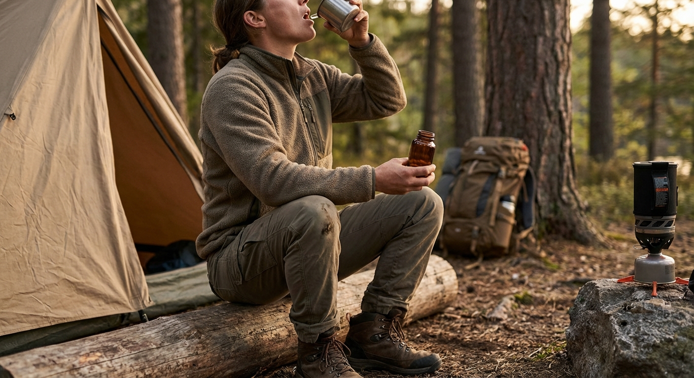 Matkaja telgi juures